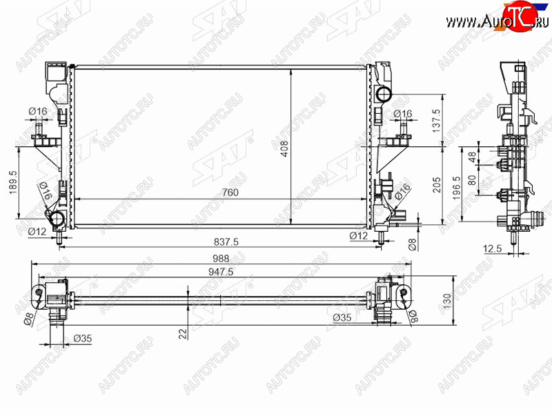 8 799 р. Радиатор охлаждающей жидкости SAT Fiat Ducato 290 (2014-2025)  с доставкой в г. Пермь
