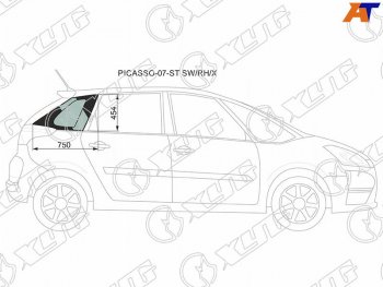 1 059 р. Стекло кузова боковое (не опускное) (Справа Цвет зеленый) Citroen C4 Picasso 07-14 XYG PICASSO-07-ST SW/RH/X  с доставкой в г. Пермь. Увеличить фотографию 1