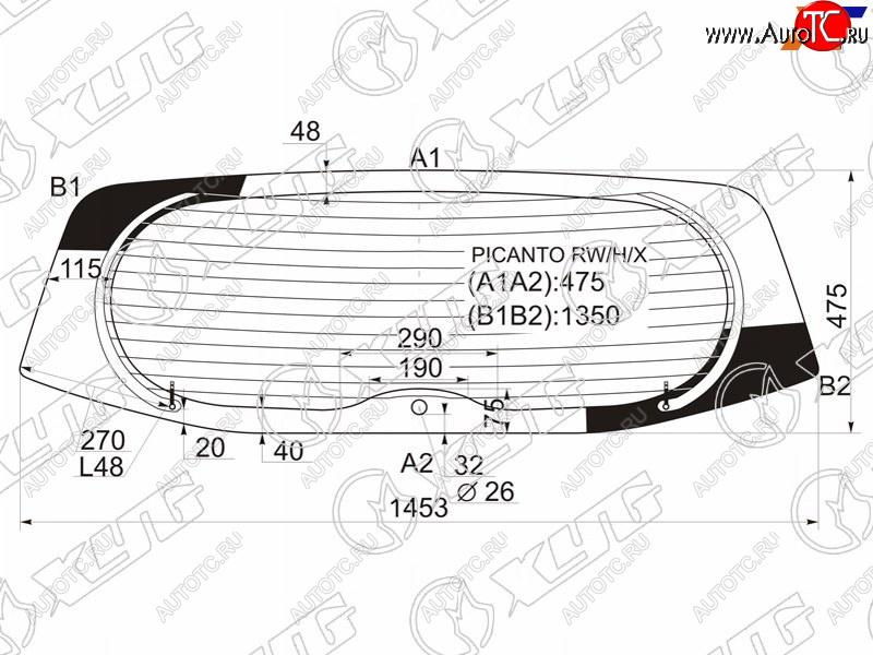 8 649 р. Стекло заднее (Цвет зеленый Обогрев) Kia Picanto 03-11  Morning 04-10 XYG PICANTO RW/H/X  с доставкой в г. Пермь