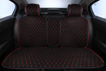 7 849 р. Накидка на сиденье (на весь салон Alkantara Lux Plus алькантара) Автопилот   (черный/строчка красная)  с доставкой в г. Пермь. Увеличить фотографию 2