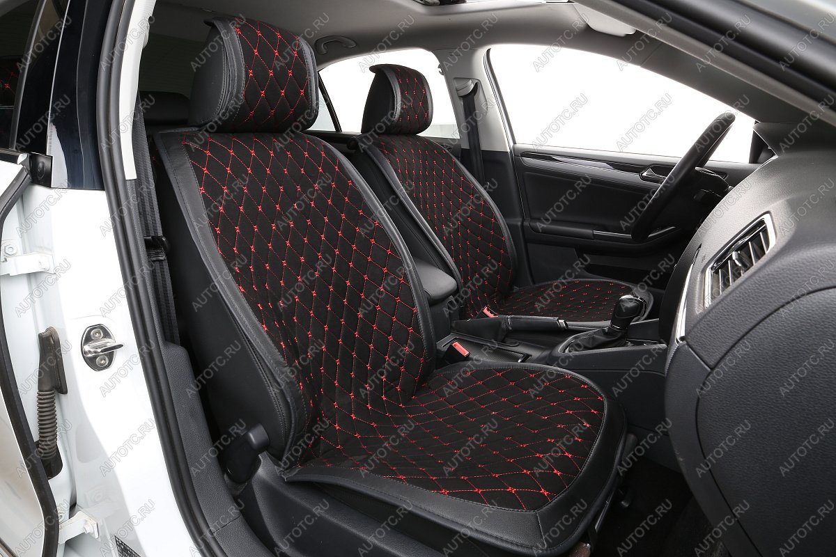 7 849 р. Накидка на сиденье (на весь салон Alkantara Lux Plus алькантара) Автопилот   (черный/строчка красная)  с доставкой в г. Пермь