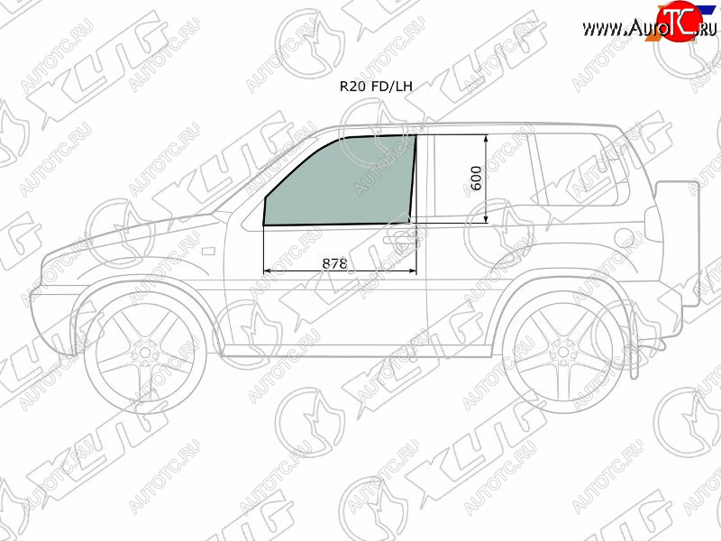 2 789 р. Стекло боковое опускное (Спереди Слева Цвет зеленый) Nissan Terrano 93-95  Ford Maverick 93-00  XYG R20 FD/LH  с доставкой в г. Пермь
