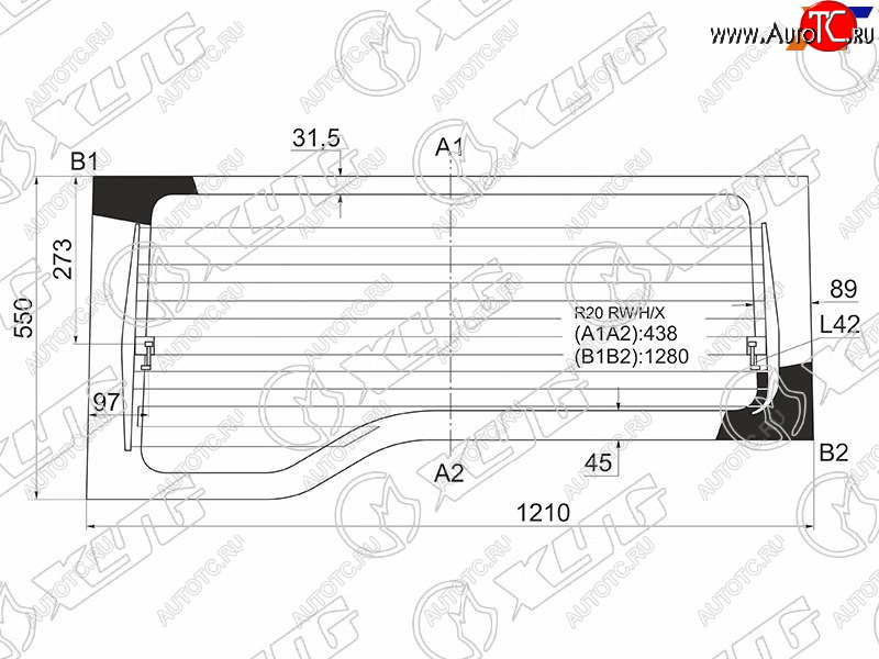 8 499 р. Стекло заднее (Цвет зеленый Обогрев) Nissan Terrano 93-95  Ford Maverick 93-00  Nissan Mistral 94 XYG R20 RW/H/X  с доставкой в г. Пермь