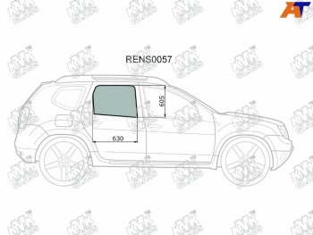 2 199 р. Стекло боковое опускное (Сзади Справа Цвет зеленый) Nissan Terrano 14-  Renault Duster 10-21  Da KMK RENS0057  с доставкой в г. Пермь. Увеличить фотографию 1
