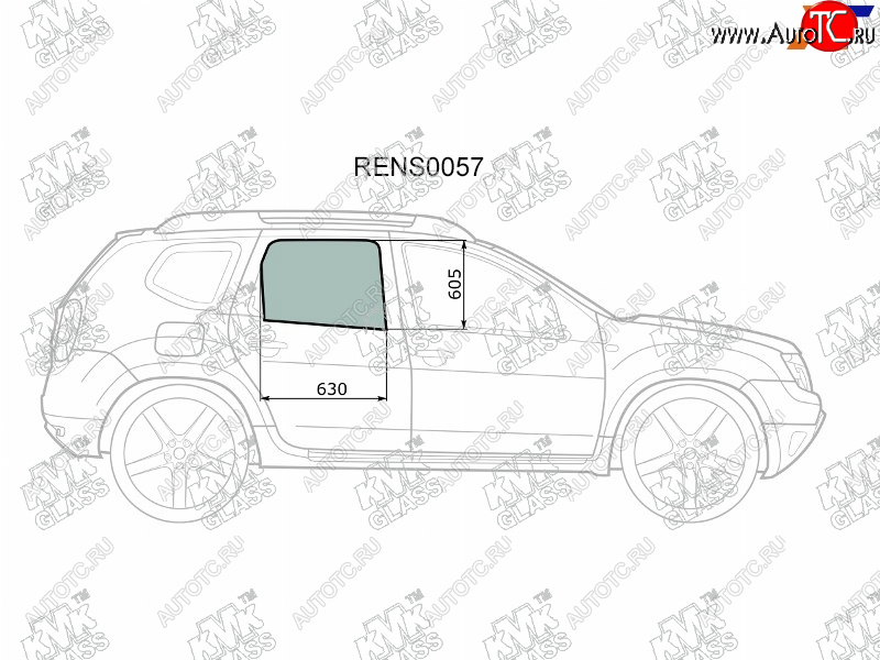 2 199 р. Стекло боковое опускное (Сзади Справа Цвет зеленый) Nissan Terrano 14-  Renault Duster 10-21  Da KMK RENS0057  с доставкой в г. Пермь