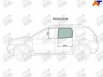 2 199 р. Стекло боковое опускное (Сзади Слева Цвет зеленый) Nissan Terrano 14-22  Renault Duster 10-21  D KMK RENS0056  с доставкой в г. Пермь. Увеличить фотографию 1