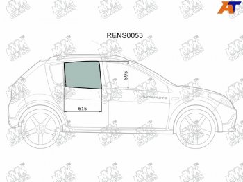 2 199 р. Стекло боковое опускное (Сзади Справа Цвет зеленый) Renault Sandero 09-14  Dacia Sandero 08-12  KMK RENS0053  с доставкой в г. Пермь. Увеличить фотографию 1