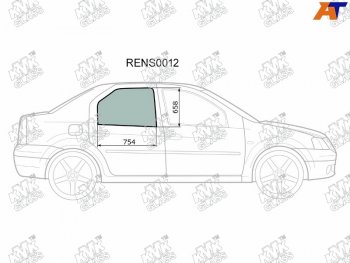2 569 р. Стекло боковое опускное (Сзади Справа Цвет зеленый) Renault Logan 04-  Sandero 14-  Dacia Logan KMK RENS0012  с доставкой в г. Пермь. Увеличить фотографию 1