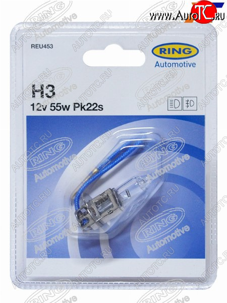 243 р. Лампа головного освещения H3  12V 55W Блистер 1 шт. RING REU453  с доставкой в г. Пермь