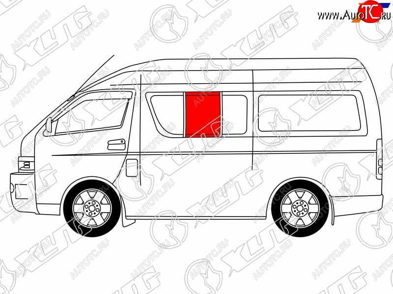 1 859 р. Стекло кузова боковое (не опускное) (Слева Цвет зеленый) Toyota Hiace 04-20  Regius Ace 04-20 XYG RH200-ST-L SF/LH2/X  с доставкой в г. Пермь
