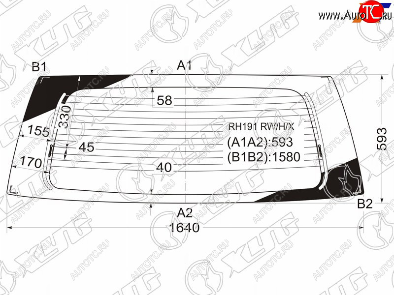 11 199 р. Стекло заднее (Цвет зеленый Обогрев) Toyota Hiace Regius 97-99  Touring Hiace 99-02 XYG RH191 RW/H/X  с доставкой в г. Пермь