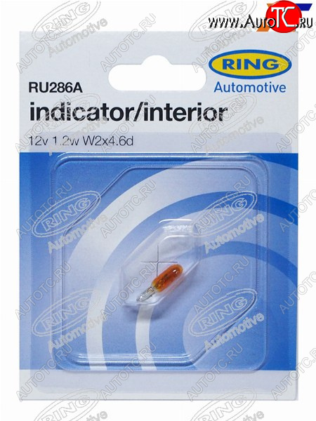 155 р. Лампа дополнительного освещения W1.2W Индикатор (Янтарная) 12V 1.2W Блистер 1 шт. RING RU286A  с доставкой в г. Пермь