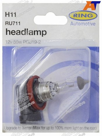 839 р. Лампа головного освещения H11  12V 55W Блистер 1 шт. RING RU711  с доставкой в г. Пермь. Увеличить фотографию 1