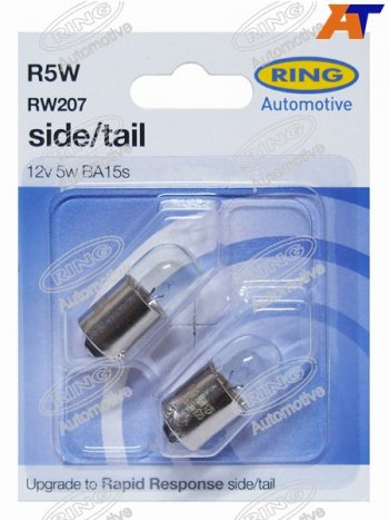 164 р. Лампа дополнительного освещения R5W  12V 5W Блистер 2 шт. RING RW207  с доставкой в г. Пермь. Увеличить фотографию 1