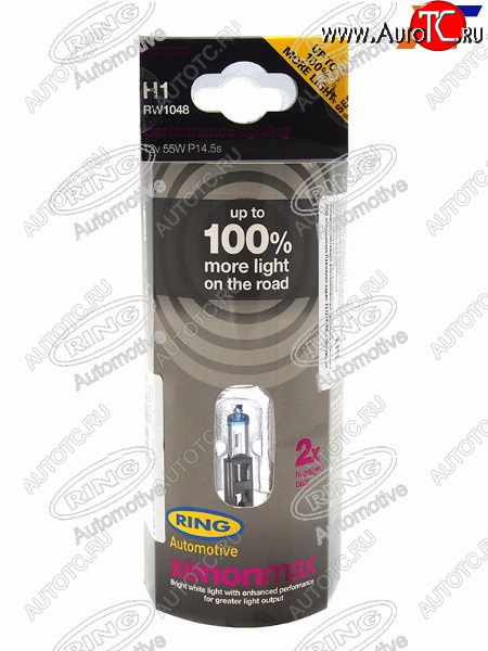 1 899 р. Лампа головного освещения H1 XENON MAX+100% 12V 55W Блистер 2 шт. RING RW1048  с доставкой в г. Пермь