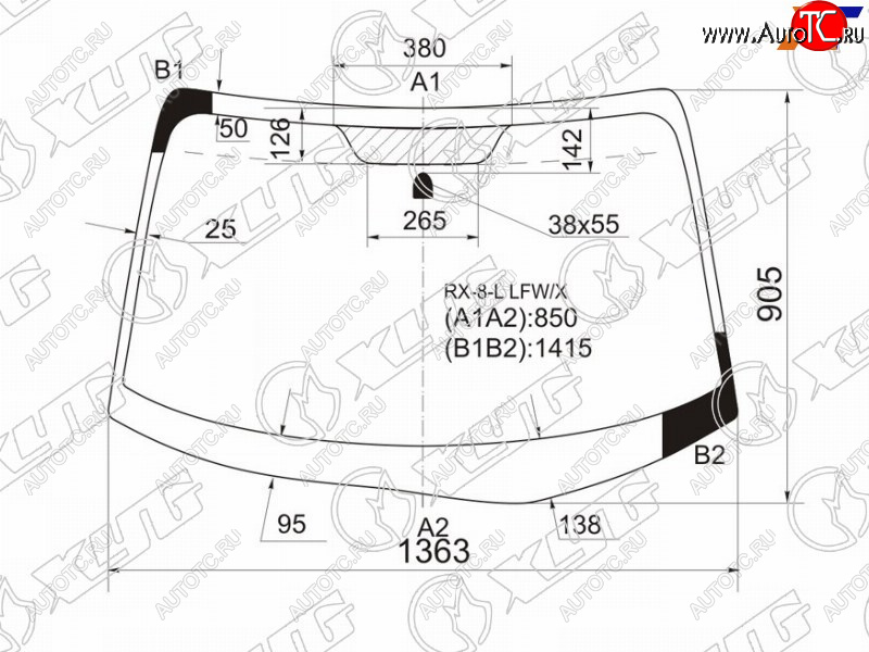 10 849 р. Стекло лобовое Mazda RX-8 03-12 XYG RX-8-L LFW/X  с доставкой в г. Пермь