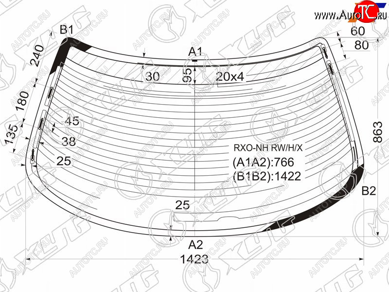 8 499 р. Стекло заднее (Цвет зеленый Обогрев Антенна) Toyota Mark II (X100) 96-00 XYG RXO-NH RW/H/X  с доставкой в г. Пермь