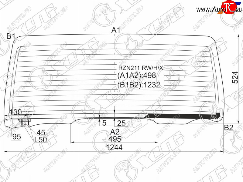 7 999 р. Стекло заднее (Цвет зеленый Обогрев) Toyota 4Runner 02-09  Hilux Surf 02-09 XYG RZN211 RW/H/X  с доставкой в г. Пермь