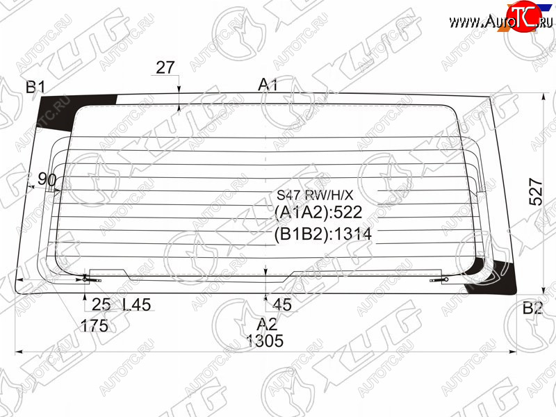 8 299 р. Стекло заднее с обогревом HONDA STEP WAGON 96-01                                                     XYG S47 RW/H/X  с доставкой в г. Пермь