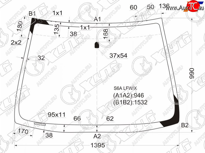 5 849 р. Стекло лобовое Honda Civic 00-06 XYG S6A LFW/X  с доставкой в г. Пермь