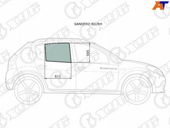 2 599 р. Стекло боковое опускное (Сзади Справа Цвет зеленый) Renault Sandero 09-14  Dacia Sandero 08-12  XYG SANDERO RD/RH  с доставкой в г. Пермь. Увеличить фотографию 1
