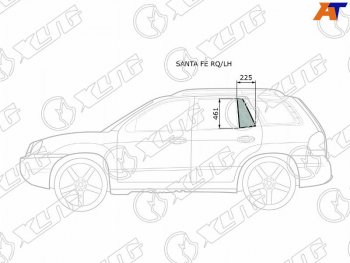Стекло форточки (Сзади Слева Цвет зеленый) Hyundai Santa Fe 00-06  Santa Fe Classic 07-13 XYG SANTA FE RQ/LH