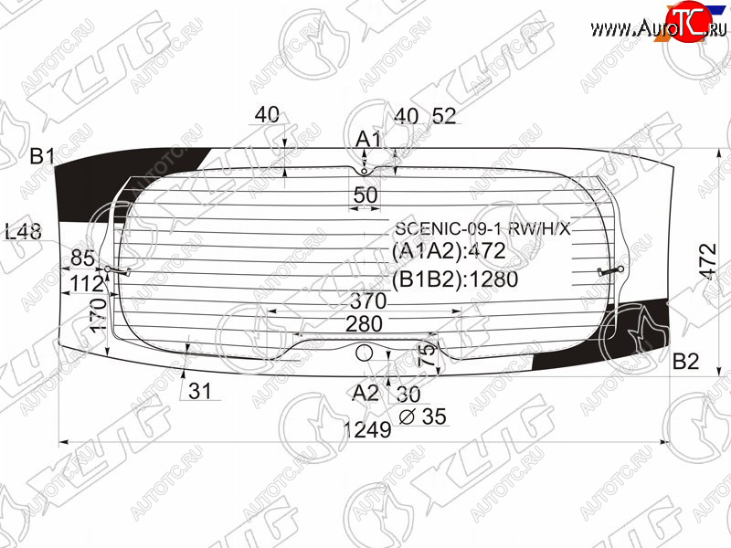 12 699 р. Стекло заднее (Цвет зеленый Обогрев Антенна) Renault Grand Scenic 09-16 XYG SCENIC-09-1 RW/H/X  с доставкой в г. Пермь