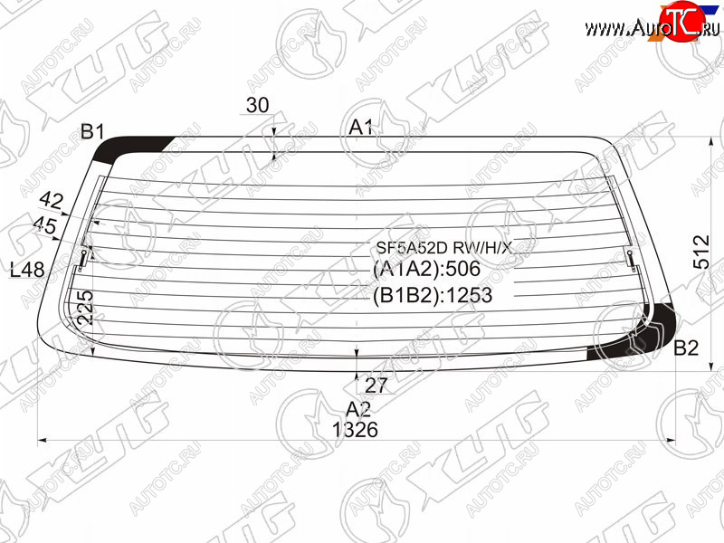 7 199 р. Стекло заднее (Цвет зеленый Обогрев) Subaru Forester 97-00 XYG SF5A52D RW/H/X  с доставкой в г. Пермь