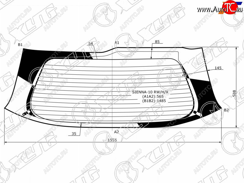 12 899 р. Стекло заднее (Цвет зеленый Обогрев) Toyota Sienna 10-20 XYG SIENNA-10 RW/H/X  с доставкой в г. Пермь