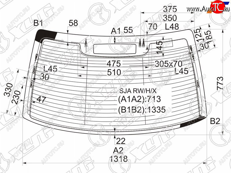 9 549 р. Стекло заднее (Цвет зеленый Обогрев Антенна) Acura RL 04-10  Honda Legend 04-12                   XYG SJA RW/H/X  с доставкой в г. Пермь