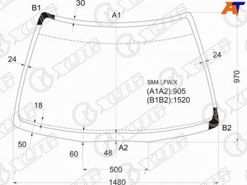 8 299 р. Стекло лобовое Honda Accord 89-94  Accord Inspire 89-95  Ascot 89-93 XYG SM4 LFW/X  с доставкой в г. Пермь. Увеличить фотографию 2