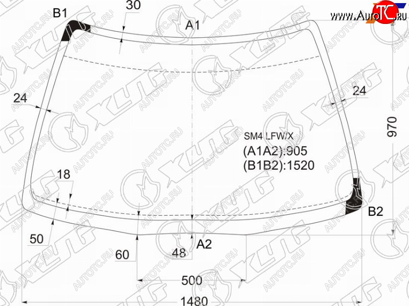8 299 р. Стекло лобовое Honda Accord 89-94  Accord Inspire 89-95  Ascot 89-93 XYG SM4 LFW/X  с доставкой в г. Пермь