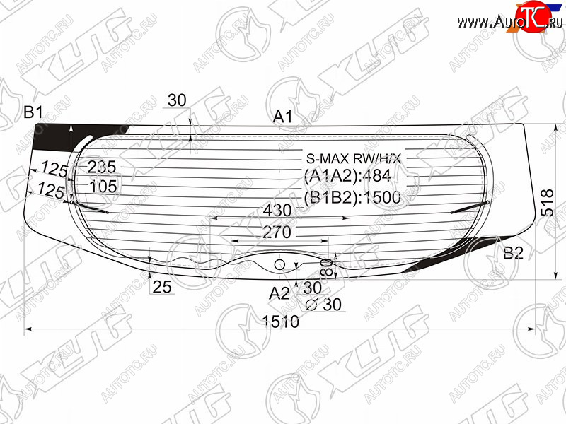 10 549 р. Стекло заднее (Цвет зеленый Обогрев) Ford S-MAX 06-15 XYG S-MAX RW/H/X  с доставкой в г. Пермь