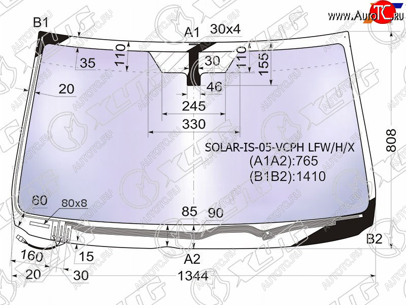 21 549 р. Стекло лобовое (Атермальное Обогрев щеток) Lexus IS 05-16 XYG SOLAR-IS-05-VCPH LFW/H/X  с доставкой в г. Пермь