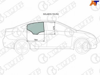 2 399 р. Стекло боковое опускное (Сзади Справа Цвет зеленый) Hyundai Solaris 10-17  Accent 11-17 XYG SOLARIS RD/RH  с доставкой в г. Пермь. Увеличить фотографию 2