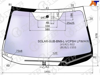 Стекло лобовое (Атермальное Обогрев щеток Датчик дождя) XYG Subaru Legacy BN/B15 дорестайлинг седан (2015-2017)