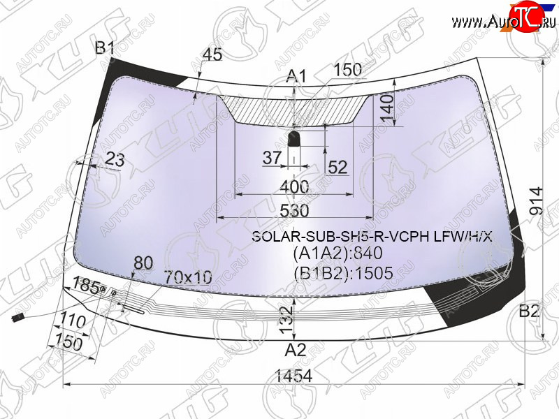 21 549 р. Стекло лобовое атермальное с обогревом щеток SUBARU FORESTER RHD 08-13 (Solar-X защита от ультрафиол XYG SOLAR-SUB-SH5-R-VCPH LFW/H/X  с доставкой в г. Пермь