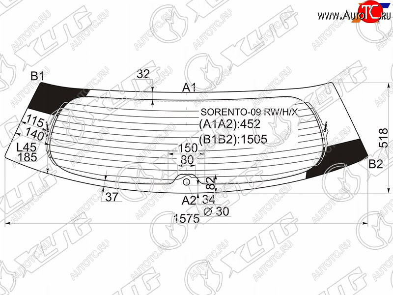 10 549 р. Стекло заднее (Цвет зеленый Обогрев) Kia Sorento 09-13 XYG SORENTO-09 RW/H/X  с доставкой в г. Пермь