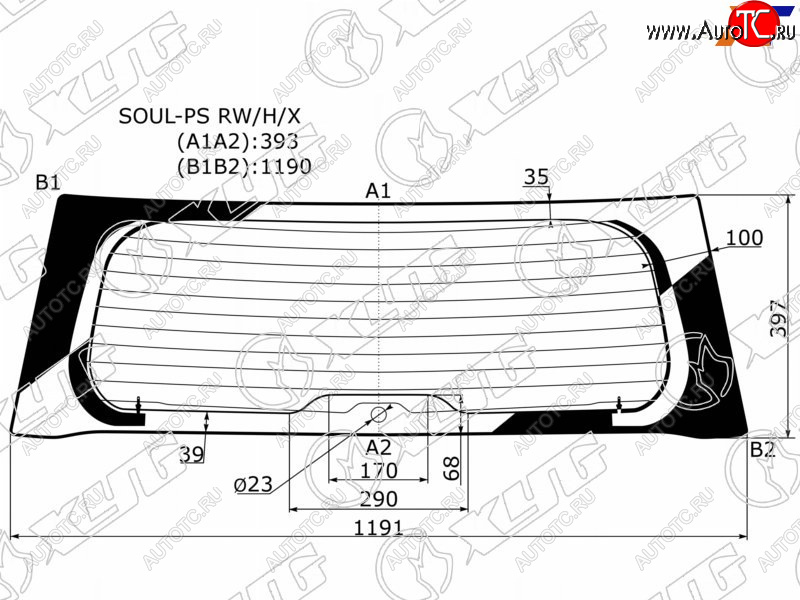 7 299 р. Стекло заднее (Цвет зеленый Обогрев 5D HBK) Kia Soul 13-19 XYG SOUL-PS RW/H/X  с доставкой в г. Пермь