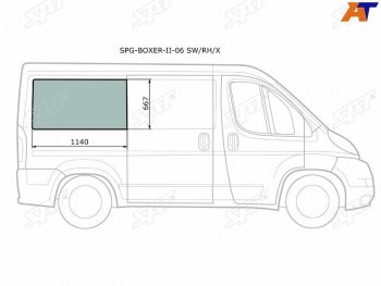3 199 р. Стекло кузова боковое (не опускное) (Справа Цвет зеленый) Peugeot Boxer 06-  Citroen Jumper 06-  SAT SPG-BOXER-II-06 SW/RH/X  с доставкой в г. Пермь. Увеличить фотографию 1