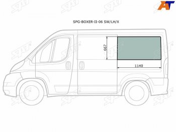 3 199 р. Стекло кузова боковое (не опускное) (Слева Цвет зеленый) Peugeot Boxer 06-  Citroen Jumper 06-  F SAT SPG-BOXER-II-06 SW/LH/X  с доставкой в г. Пермь. Увеличить фотографию 1