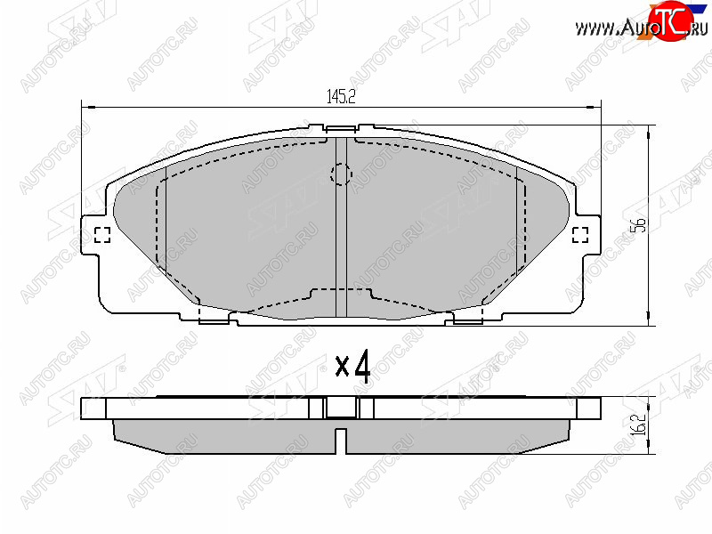 1 039 р. Колодки тормозные перед FL-FR SAT Toyota Hiace H200 минивэн (Япония) дорестайлинг  (2004-2007)  с доставкой в г. Пермь
