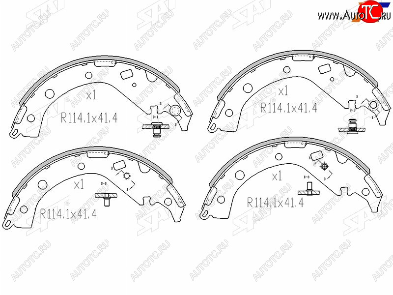 1 699 р. Колодки тормозные барабанные задние LH-RH SAT Toyota RAV4 CA20 5 дв. дорестайлинг (2000-2003)  с доставкой в г. Пермь