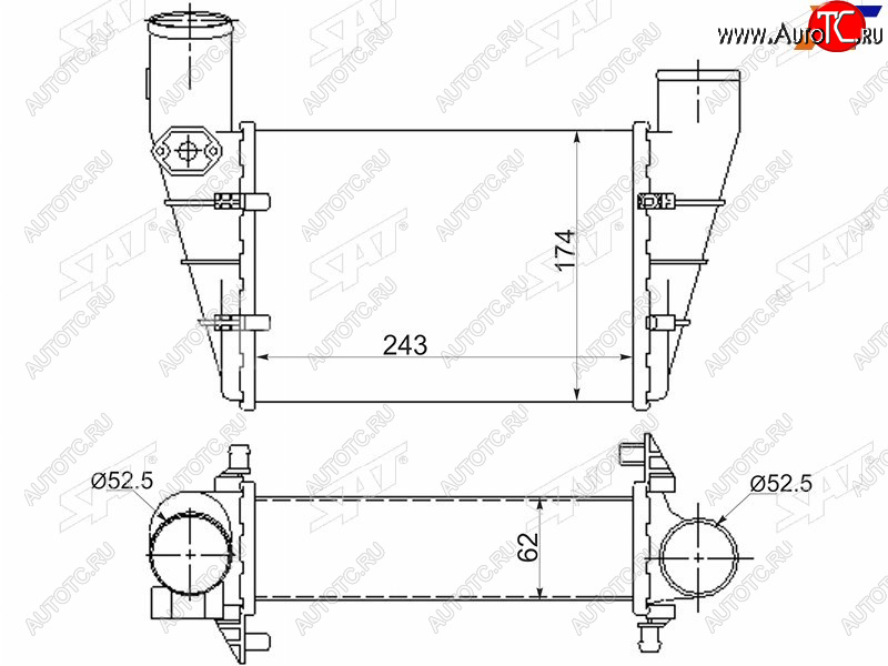 4 199 р. Интеркулер AUDI A4S4 94-98A6 97-04VW PASSAT B5 97-00 SAT ST-058145805G  с доставкой в г. Пермь