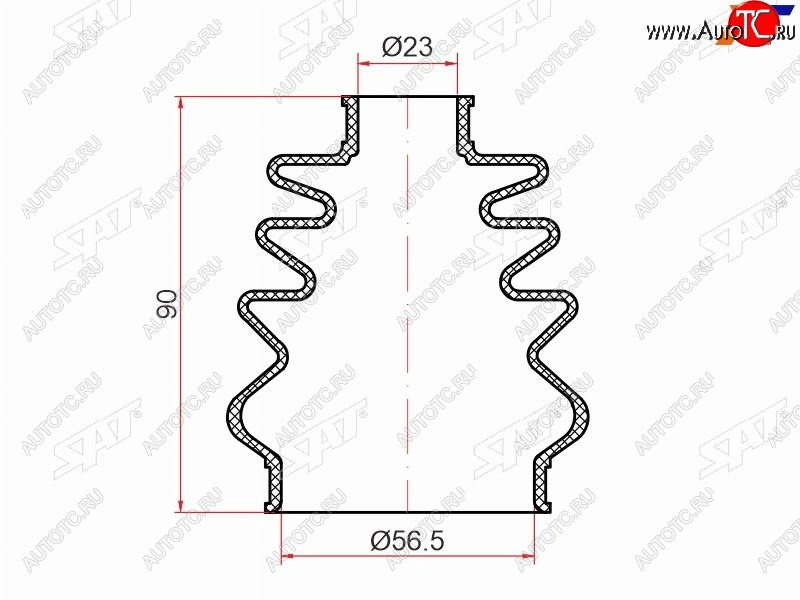 329 р. Пыльник шрус наружный CHEVROLET AVEO T200250 05-15LACETTI J200 04-13LANOS T100 05-09 SAT ST-105-0012  с доставкой в г. Пермь