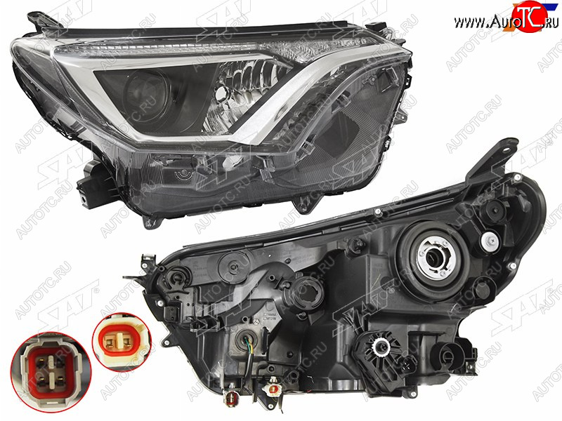9 949 р. Фара правая (галоген, с электрокорректором) SAT  Toyota RAV4  XA40 (2015-2019) 5 дв. рестайлинг  с доставкой в г. Пермь