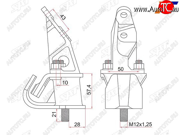 2 259 р. Подушка двигателя RH TOYOTA LITETOWN KR42 98- 7K SAT ST-12301-13160  с доставкой в г. Пермь
