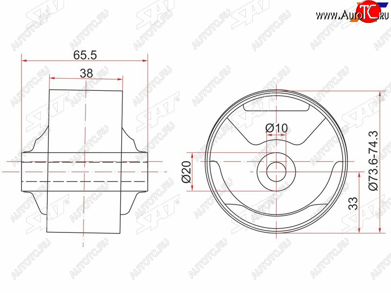 1 069 р. Сайлентблок Toyota Corsa 90-94  Cynos 95-99  Raum 97-03  Starlet 95-99 (Зад Слева) SAT ST-12371-11510C  с доставкой в г. Пермь