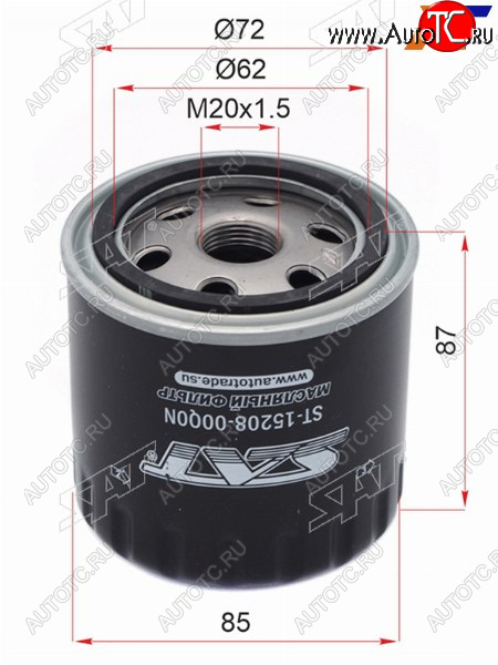 227 р. Фильтр масляный SAT  INFINITI QX70  S51 (2013-2020), Nissan Navara  2 D40 (2010-2016), Nissan Pathfinder  R51 (2009-2014)  с доставкой в г. Пермь