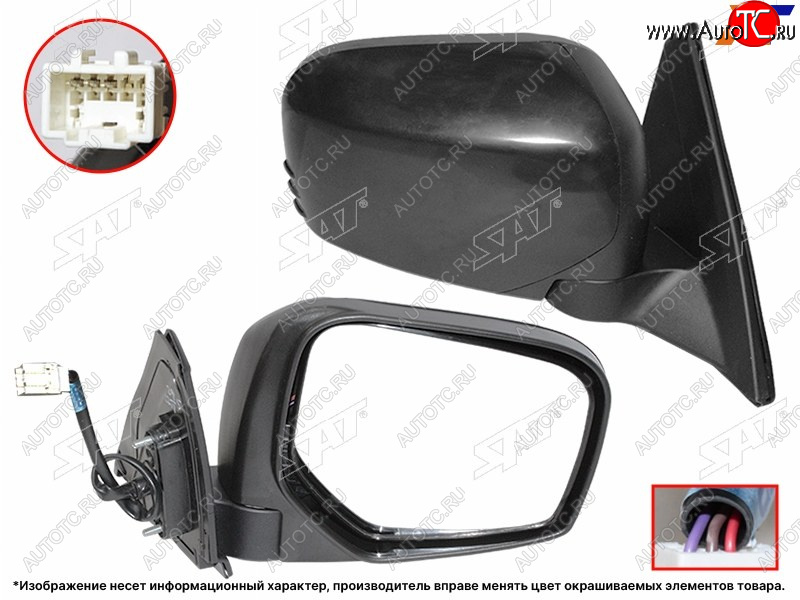 5 999 р. Зеркало Mitsubishi L200 07-16  Pajero Sport 08-13 (Справа Регулировка 3 контакта черное) SAT ST-16-0118  с доставкой в г. Пермь
